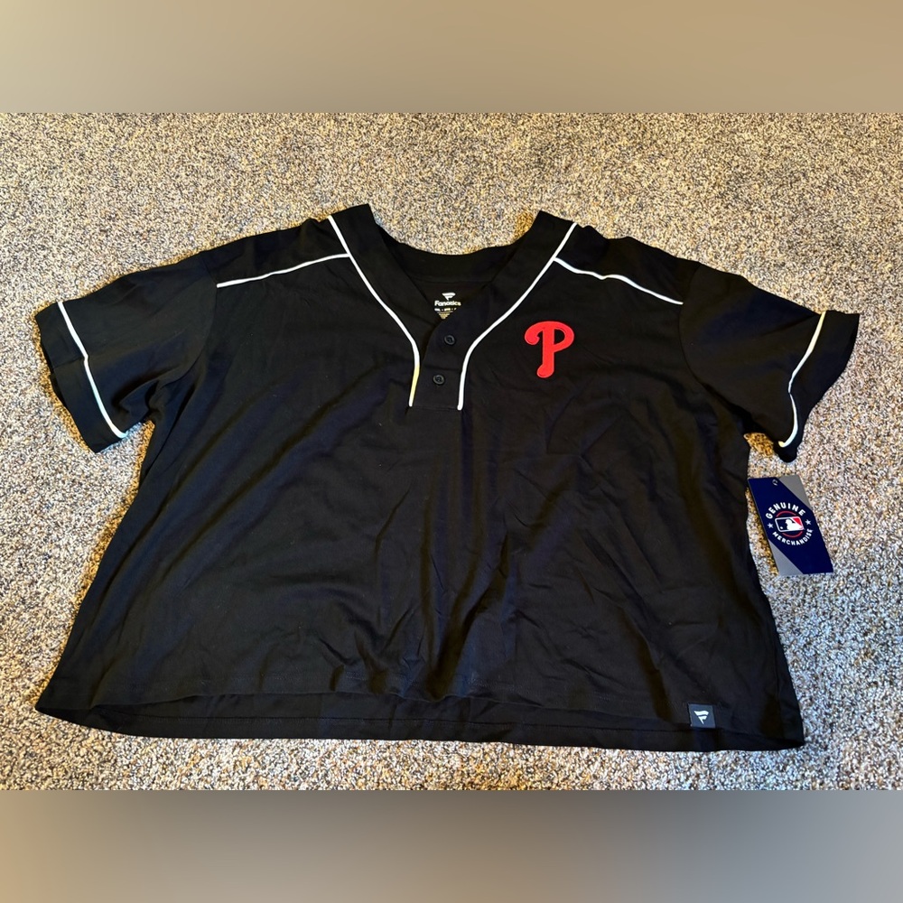 Fanatics Black Phillies Baseball Jersey/Cropped Top
